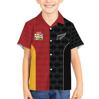Custom British Lions New Zealand Family Matching Long Sleeve Bodycon Dress and Hawaiian Shirt Sporty Style LT9 Son's Shirt Black - Polynesian Pride