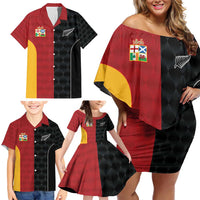Custom British Lions New Zealand Family Matching Off Shoulder Short Dress and Hawaiian Shirt Sporty Style