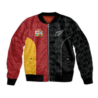 Custom British Lions New Zealand Sleeve Zip Bomber Jacket Sporty Style LT9 Unisex Black - Polynesian Pride