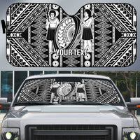 Fiji Custom Rugby National Heritage Auto Sun Shade Black Traditional Masi Inspired