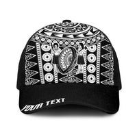 Fiji Personalized Rugby National Heritage Baseball Net Cap Black Traditional Masi Inspired