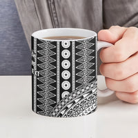 Fiji Custom Rugby National Heritage Ceramic Mug Black Traditional Masi Inspired