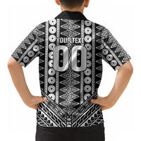 Fiji Custom Rugby National Heritage Kid Hawaiian Shirt Black Traditional Masi Inspired LT9 - Polynesian Pride