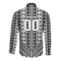 Fiji Custom Rugby National Heritage Long Sleeve Button Shirt Black Traditional Masi Inspired LT9 - Polynesian Pride