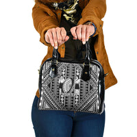 Fiji Custom Rugby National Heritage Shoulder Handbag Black Traditional Masi Inspired