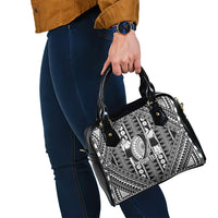 Fiji Custom Rugby National Heritage Shoulder Handbag Black Traditional Masi Inspired