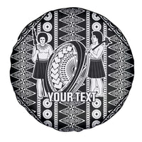 Fiji Custom Rugby National Heritage Spare Tire Cover Black Traditional Masi Inspired