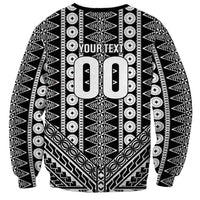 Fiji Custom Rugby National Heritage Sweatshirt Black Traditional Masi Inspired