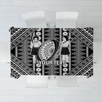 Fiji Custom Rugby National Heritage Tablecloth Black Traditional Masi Inspired