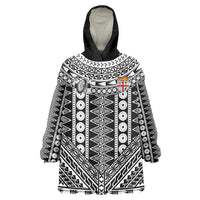Fiji Custom Rugby National Heritage Wearable Blanket Hoodie Black Traditional Masi Inspired