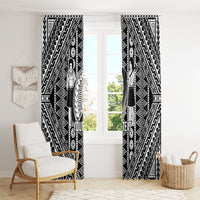 Fiji Custom Rugby National Heritage Window Curtain Black Traditional Masi Inspired