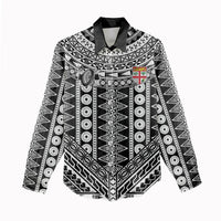 Fiji Custom Rugby National Heritage Women Casual Shirt Black Traditional Masi Inspired