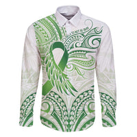 Its Okay Green Ribbon Personalised Family Matching Tank Maxi Dress and Hawaiian Shirt Polynesian Depression Awareness