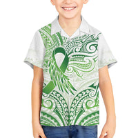 Its Okay Green Ribbon Personalised Family Matching Tank Maxi Dress and Hawaiian Shirt Polynesian Depression Awareness