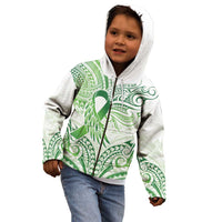 Its Okay Green Ribbon Personalised Kid Hoodie Polynesian Depression Awareness