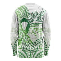 Its Okay Green Ribbon Personalised Long Sleeve Shirt Polynesian Depression Awareness