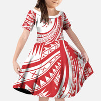 Know Your Status Red Ribbon Personalised Family Matching Off Shoulder Maxi Dress and Hawaiian Shirt Polynesian AIDS Awareness