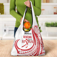 Know Your Status Red Ribbon Personalised Grocery Bag Polynesian AIDS Awareness