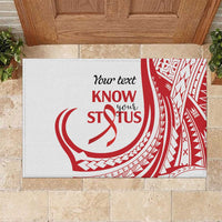 Know Your Status Red Ribbon Personalised Rubber Doormat Polynesian AIDS Awareness