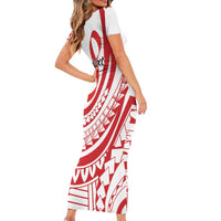 Know Your Status Red Ribbon Personalised Short Sleeve Bodycon Dress Polynesian AIDS Awareness