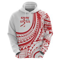 Know Your Status Red Ribbon Personalised Zip Hoodie Polynesian AIDS Awareness