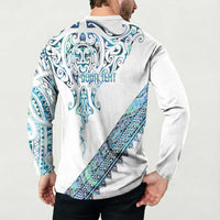 Kahui Whetu Paua shell Kowhaiwhai Taniko Personalised Button Sweatshirt Manta Ray Shark-Turtle Maori Tribal Style LT9 - Polynesian Pride