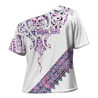 Mawhero Paua shell Kowhaiwhai Taniko Personalised Cross Shoulder Shirt Manta Ray Shark-Turtle Maori Tribal Style