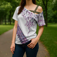 Mawhero Paua shell Kowhaiwhai Taniko Personalised Cross Shoulder Shirt Manta Ray Shark-Turtle Maori Tribal Style