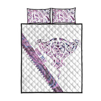 Mawhero Paua shell Kowhaiwhai Taniko Personalised Quilt Bed Set Manta Ray Shark-Turtle Maori Tribal Style