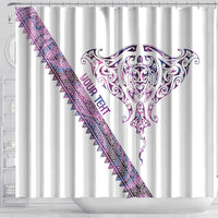 Mawhero Paua shell Kowhaiwhai Taniko Personalised Shower Curtain Manta Ray Shark-Turtle Maori Tribal Style