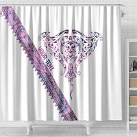 Mawhero Paua shell Kowhaiwhai Taniko Personalised Shower Curtain Manta Ray Shark-Turtle Maori Tribal Style