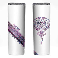 Mawhero Paua shell Kowhaiwhai Taniko Personalised Skinny Tumbler Manta Ray Shark-Turtle Maori Tribal Style