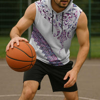 Mawhero Paua shell Kowhaiwhai Taniko Personalised Sleeveless Hoodie Manta Ray Shark-Turtle Maori Tribal Style