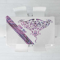 Mawhero Paua shell Kowhaiwhai Taniko Personalised Tablecloth Manta Ray Shark-Turtle Maori Tribal Style LT9 Pink - Polynesian Pride