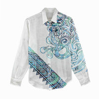 Kahui Whetu Paua shell Kowhaiwhai Taniko Personalised Women Casual Shirt Taniwha Maori Tribal Style
