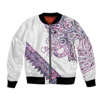 Mawhero Paua shell Kowhaiwhai Taniko Personalised Bomber Jacket Taniwha Maori Tribal Style LT9 Unisex Pink - Polynesian Pride