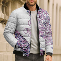 Mawhero Paua shell Kowhaiwhai Taniko Personalised Bomber Puffer Jacket Taniwha Maori Tribal Style LT9 - Polynesian Pride