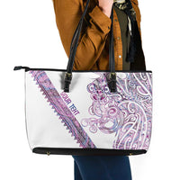 Mawhero Paua shell Kowhaiwhai Taniko Personalised Leather Tote Bag Taniwha Maori Tribal Style