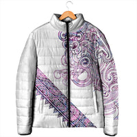 Mawhero Paua shell Kowhaiwhai Taniko Personalised Padded Jacket Taniwha Maori Tribal Style