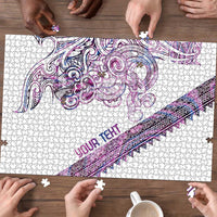 Mawhero Paua shell Kowhaiwhai Taniko Personalised Puzzle Taniwha Maori Tribal Style