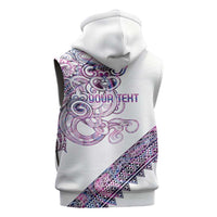 Mawhero Paua shell Kowhaiwhai Taniko Personalised Sleeveless Zip Hoodie Taniwha Maori Tribal Style