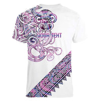 Mawhero Paua shell Kowhaiwhai Taniko Personalised Women V-Neck T-Shirt Taniwha Maori Tribal Style