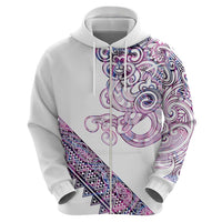 Mawhero Paua shell Kowhaiwhai Taniko Personalised Zip Hoodie Taniwha Maori Tribal Style