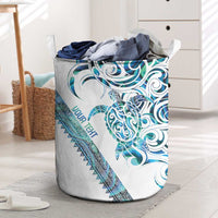 Kahui Whetu Paua shell Kowhaiwhai Taniko Personalised Laundry Basket Turtle Tattoo Maori Tribal Style LT9 Blue - Polynesian Pride