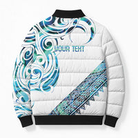 Kahui Whetu Paua shell Kowhaiwhai Taniko Personalised Bomber Puffer Jacket Turtle Tattoo Maori Tribal Style LT9 - Polynesian Pride