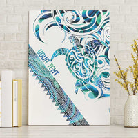 Kahui Whetu Paua shell Kowhaiwhai Taniko Personalised Canvas Wall Art Turtle Tattoo Maori Tribal Style LT9 Without Frame Blue - Polynesian Pride