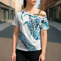 Kahui Whetu Paua shell Kowhaiwhai Taniko Personalised Cross Shoulder Shirt Turtle Tattoo Maori Tribal Style