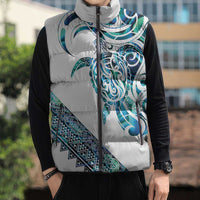 Kahui Whetu Paua shell Kowhaiwhai Taniko Personalised Sleeveless Puffer Jacket Turtle Tattoo Maori Tribal Style LT9 - Polynesian Pride