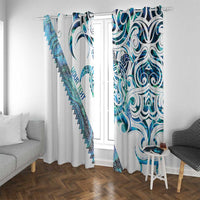 Kahui Whetu Paua shell Kowhaiwhai Taniko Personalised Window Curtain Turtle Tattoo Maori Tribal Style LT9 With Grommets Blue - Polynesian Pride