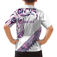 Mawhero Paua shell Kowhaiwhai Taniko Personalised Family Matching Long Sleeve Bodycon Dress and Hawaiian Shirt Turtle Tattoo Maori Tribal Style